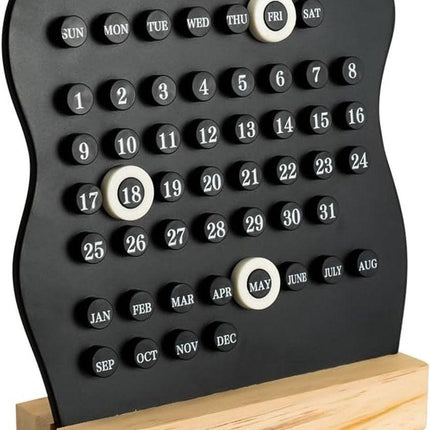Desktop Perpetual Calendar - 2026 Calendar - Reusable Block Calendar for the Desk - 2026 Monthly Calendar - Modern Ring Date Calendar - Black.
