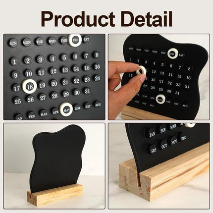 Desktop Perpetual Calendar - 2026 Calendar - Reusable Block Calendar for the Desk - 2026 Monthly Calendar - Modern Ring Date Calendar - Black.