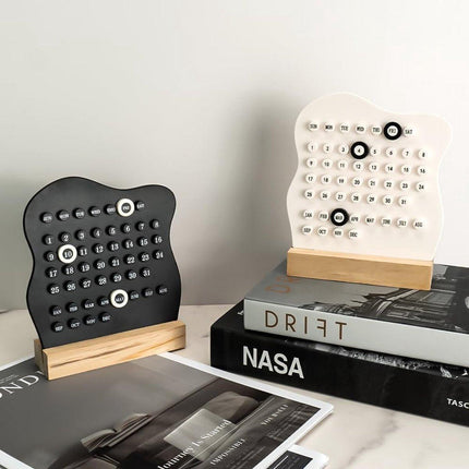 Desktop Perpetual Calendar - 2026 Calendar - Reusable Block Calendar for the Desk - 2026 Monthly Calendar - Modern Ring Date Calendar - Black.