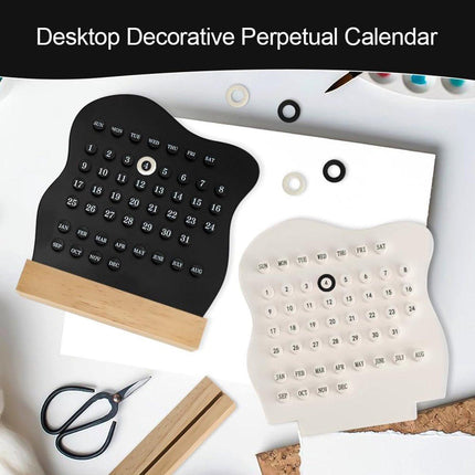 Desktop Perpetual Calendar - 2026 Calendar - Reusable Block Calendar for the Desk - 2026 Monthly Calendar - Modern Ring Date Calendar - Black.