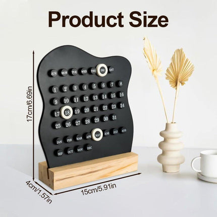 Desktop Perpetual Calendar - 2026 Calendar - Reusable Block Calendar for the Desk - 2026 Monthly Calendar - Modern Ring Date Calendar - Black.