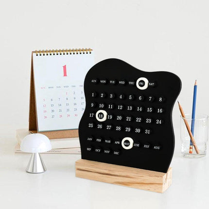 Desktop Perpetual Calendar - 2026 Calendar - Reusable Block Calendar for the Desk - 2026 Monthly Calendar - Modern Ring Date Calendar - Black.