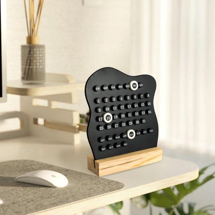 Desktop Perpetual Calendar - 2026 Calendar - Reusable Block Calendar for the Desk - 2026 Monthly Calendar - Modern Ring Date Calendar - Black.