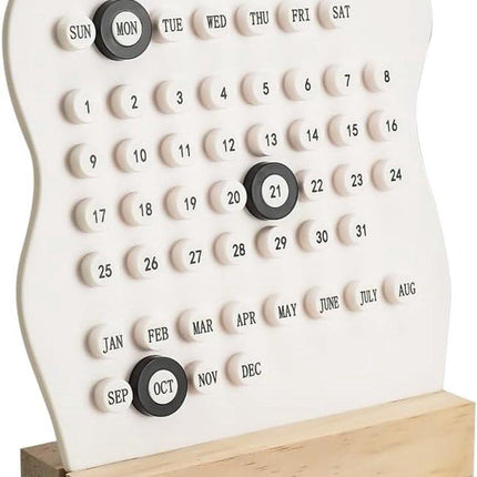Desktop Perpetual Calendar - 2026 Calendar - Reusable Block Calendar for the Desk - 2026 Monthly Calendar - Modern Ring Date Calendar - White.