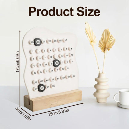 Desktop Perpetual Calendar - 2026 Calendar - Reusable Block Calendar for the Desk - 2026 Monthly Calendar - Modern Ring Date Calendar - White.