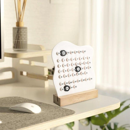 Desktop Perpetual Calendar - 2026 Calendar - Reusable Block Calendar for the Desk - 2026 Monthly Calendar - Modern Ring Date Calendar - White.