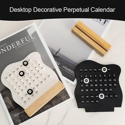 Desktop Perpetual Calendar - 2026 Calendar - Reusable Block Calendar for the Desk - 2026 Monthly Calendar - Modern Ring Date Calendar - White.