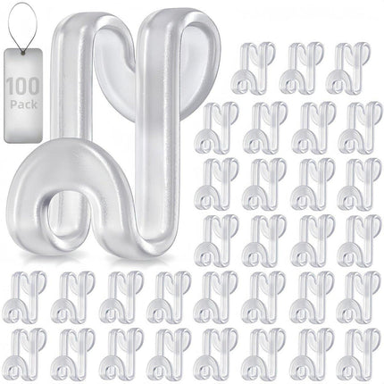 Hanger Hooks | Hooks - S-Hook Hangers - Transparent - 100 Pieces - Coat Hook - Space-Saving Hanger Connector Hooks - Plastic Hanger Connectors - Ideal for Organizing Your Wardrobe.