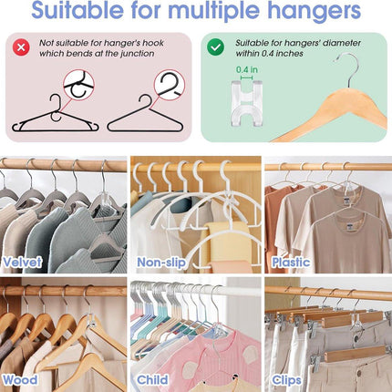 Hanger Hooks | Hooks - S-Hook Hangers - Transparent - 100 Pieces - Coat Hook - Space-Saving Hanger Connector Hooks - Plastic Hanger Connectors - Ideal for Organizing Your Wardrobe.