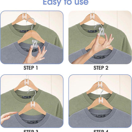 Hanger Hooks | Hooks - S-Hook Hangers - Transparent - 100 Pieces - Coat Hook - Space-Saving Hanger Connector Hooks - Plastic Hanger Connectors - Ideal for Organizing Your Wardrobe.