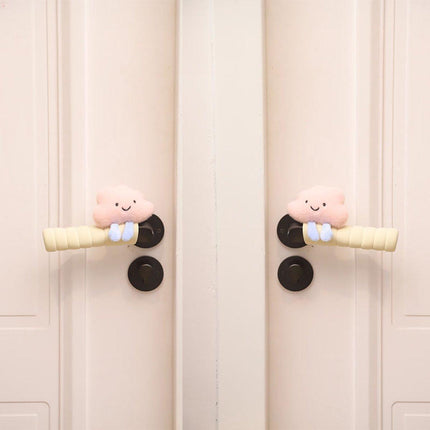 Protective Cover - Set of Two - Cute Cloud-Shaped Door Handle Gloves - Decorative Door Handle Protector Cover - Door Accessories (Pink).