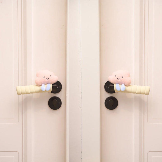 Protective Cover - Set of Two - Cute Cloud-Shaped Door Handle Gloves - Decorative Door Handle Protector Cover - Door Accessories (Pink).