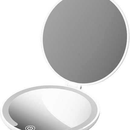 Make up mirror - Mini mirror with light - 1x/5x magnification - 10 cm - Rechargeable - Suitable for wallets, pockets, travel and as a gift (Khaki).