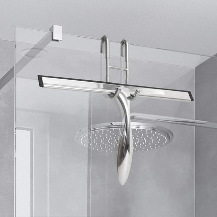 No-Drill Shower Door Hooks - 2-Pack for Rimless Glass Doors - Rubber Scratch Protection.