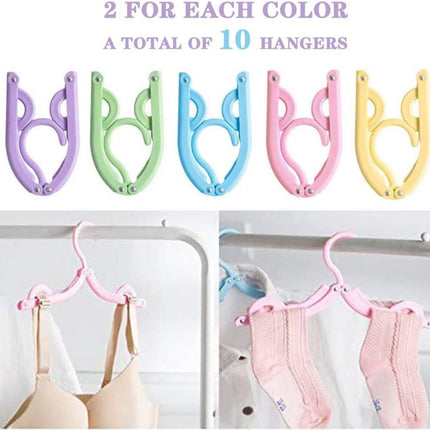 10-Piece Travel Clothes Hanger - Portable Folding Clothes Hanger - Folding Clothes Rack.