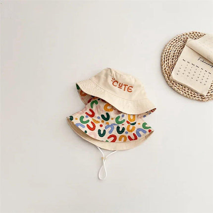 Baby Hat - Reversible Summer Hat - Summer Hat with Embroidered Letters - Size 48.