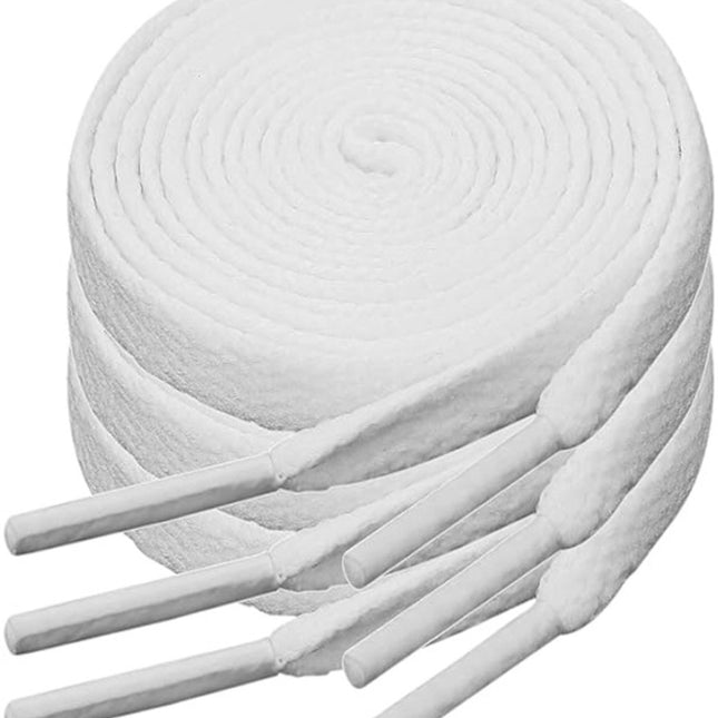 White flat laces - suitable for sports shoes, etc. White 120 cm 3 pairs