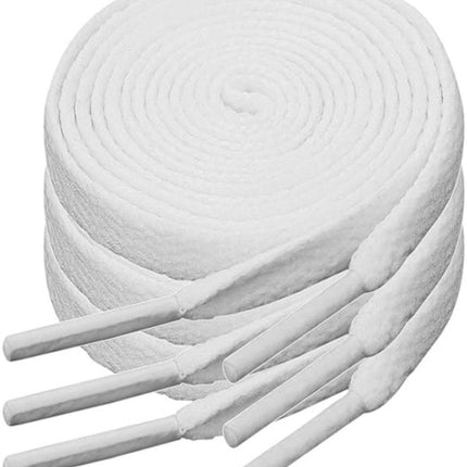 White flat laces - suitable for sports shoes, etc. White 120 cm 3 pairs.