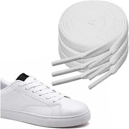 White flat laces - suitable for sports shoes, etc. White 120 cm 3 pairs.