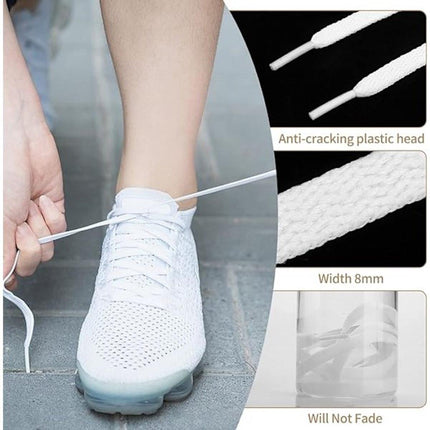 White flat laces - suitable for sports shoes, etc. White 120 cm 3 pairs.