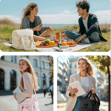 Cooler Bags - Lunch Bag - Handle Strap - Cooler Bag - Lunch Bag - Insulated Cooler Bag - Picnic Bag - Suitable for work, office, travel and picnics（Beige）.