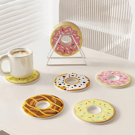 Coasters - Non-slip coasters - heat insulating coasters - Set of 4 - Donut-shaped - Anti-burn and anti-slip - Nice decoration for your home and dining table.
