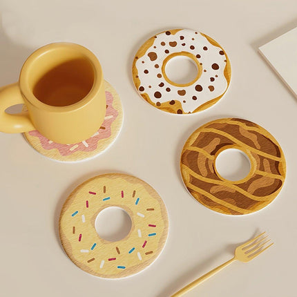 Coasters - Non-slip coasters - heat insulating coasters - Set of 4 - Donut-shaped - Anti-burn and anti-slip - Nice decoration for your home and dining table.