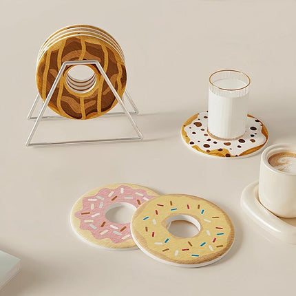 Coasters - Non-slip coasters - heat insulating coasters - Set of 4 - Donut-shaped - Anti-burn and anti-slip - Nice decoration for your home and dining table.