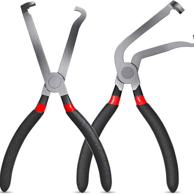 2-Pack Auto Electrical Disconnect Pliers Set - Straight & 60° Angle for All Reach - Non-Slip Handles.