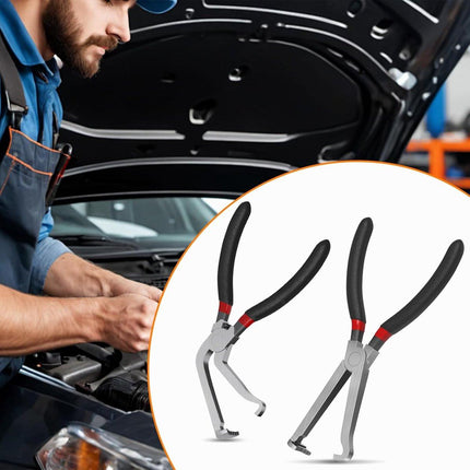 2-Pack Auto Electrical Disconnect Pliers Set - Straight & 60° Angle for All Reach - Non-Slip Handles.