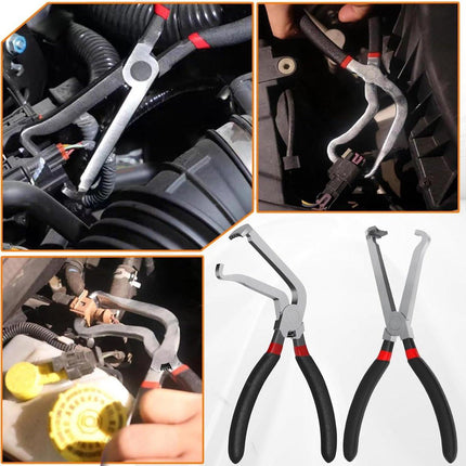 2-Pack Auto Electrical Disconnect Pliers Set - Straight & 60° Angle for All Reach - Non-Slip Handles.