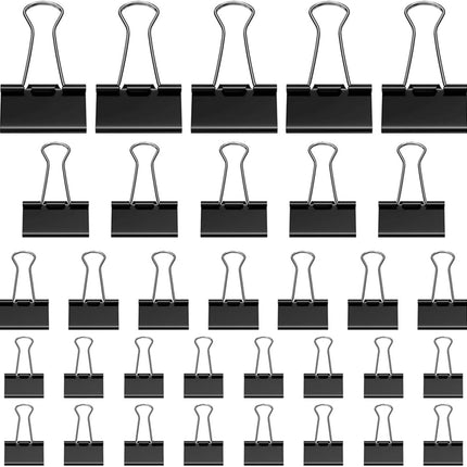 105 ring binders - 15 mm/19 mm/25 mm/32 mm metal paper clips - black folding clips - double-folded ring binders - for papers and documents.