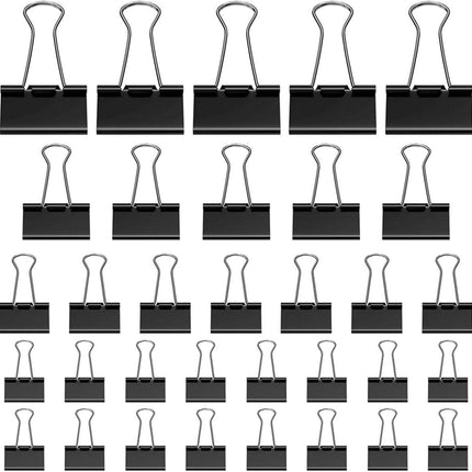 105 ring binders - 15 mm/19 mm/25 mm/32 mm metal paper clips - black folding clips - double-folded ring binders - for papers and documents.