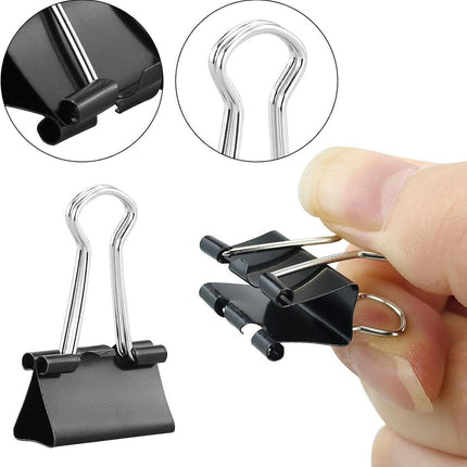 105 ring binders - 15 mm/19 mm/25 mm/32 mm metal paper clips - black folding clips - double-folded ring binders - for papers and documents.
