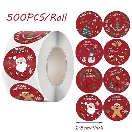 Stickers - Christmas Stickers - Cartoon Stickers - 2 Rolls - Approximately 500 stickers per roll - The best choice for decorating Christmas gifts.