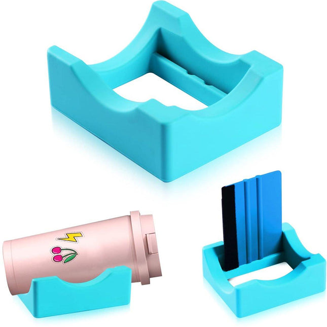 Vinyl Sticker Applicator for Cups - Silicone Cup Holder with Felt Edge Scraper - Silicone Cup Holder - Insulated Mug Holder - Non-Slip Glass Cup Holder - One-Handed Sticking for Mugs & Bottles - DIY Accessory - Vegetable.