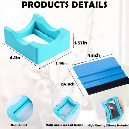 Vinyl Sticker Applicator for Cups - Silicone Cup Holder with Felt Edge Scraper - Silicone Cup Holder - Insulated Mug Holder - Non-Slip Glass Cup Holder - One-Handed Sticking for Mugs & Bottles - DIY Accessory - Vegetable.
