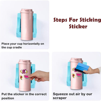 Vinyl Sticker Applicator for Cups - Silicone Cup Holder with Felt Edge Scraper - Silicone Cup Holder - Insulated Mug Holder - Non-Slip Glass Cup Holder - One-Handed Sticking for Mugs & Bottles - DIY Accessory - Vegetable.