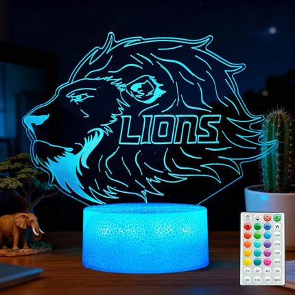 Night Light for Kids - 3D - Baby Night Light - 16 Color Changes - With Remote Control and Timer - RGB Flashing Mode - Bedroom Table Lamp - Lion Light - Christmas and Birthday Gift.