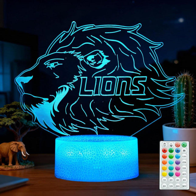 Night Light for Kids - 3D - Baby Night Light - 16 Color Changes - With Remote Control and Timer - RGB Flashing Mode - Bedroom Table Lamp - Lion Light - Christmas and Birthday Gift.