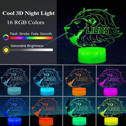 Night Light for Kids - 3D - Baby Night Light - 16 Color Changes - With Remote Control and Timer - RGB Flashing Mode - Bedroom Table Lamp - Lion Light - Christmas and Birthday Gift.
