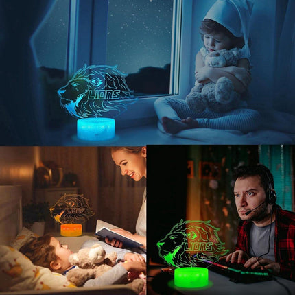 Night Light for Kids - 3D - Baby Night Light - 16 Color Changes - With Remote Control and Timer - RGB Flashing Mode - Bedroom Table Lamp - Lion Light - Christmas and Birthday Gift.