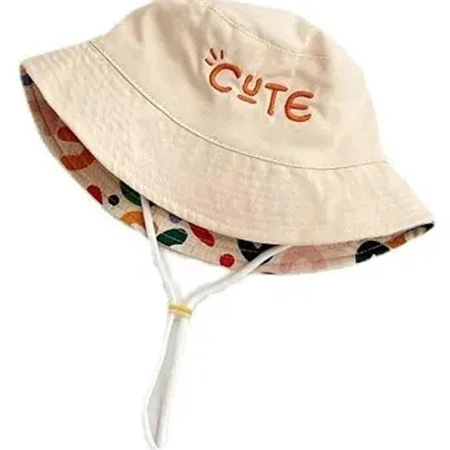 Baby Hat - Reversible Summer Hat - Summer Hat with Embroidered Letters - Size 50.