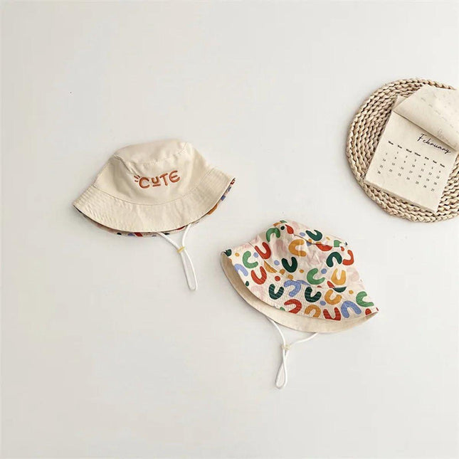 Baby Hat - Reversible Summer Hat - Summer Hat with Embroidered Letters - Size 50.