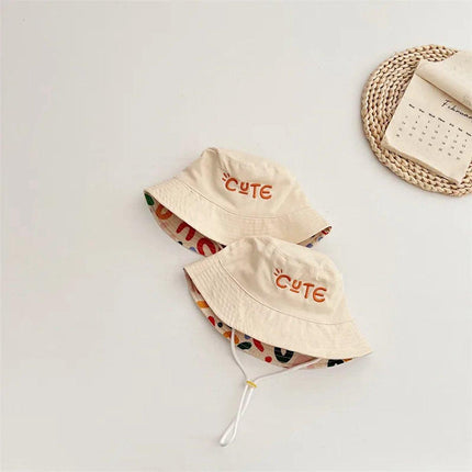 Baby Hat - Reversible Summer Hat - Summer Hat with Embroidered Letters - Size 50.