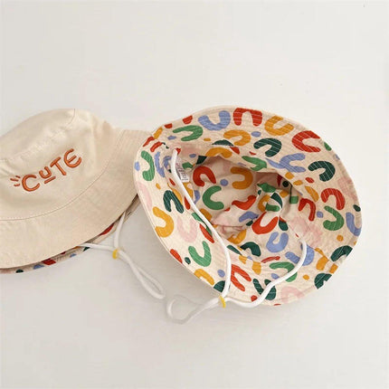 Baby Hat - Reversible Summer Hat - Summer Hat with Embroidered Letters - Size 50.