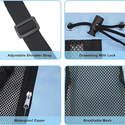 Backpack - Sports Bag - Travel Bag - Training Bag - Swimming Bag - 30*15*45cm - Mesh Material - Drawstring Design - Side Storage Space - Unisex - Suitable for Fitness, Swimming, Travel, Dancing, Camping（Blue）.