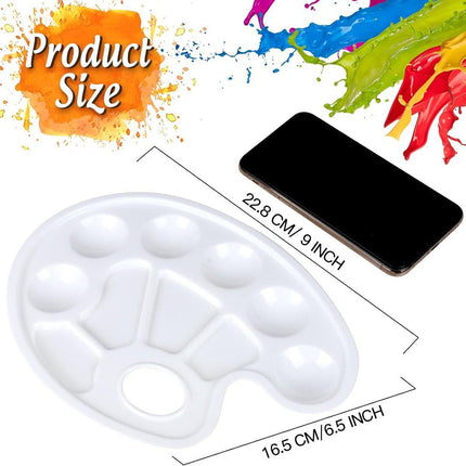 Two-piece oval paint palette - plastic paint tray - palette with thumb hole - suitable for adults and children - perfect for painting or DIY craft lessons - white.