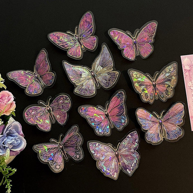 Stickers - Butterfly Wall Stickers - DIY Wall Stickers - Creative Bedroom Supplies - Beautiful 3D Decorations - Interior Decoration - Interior Decoration - Suitable for creating everyday surprises and party decorations (Pink，10 stickers).