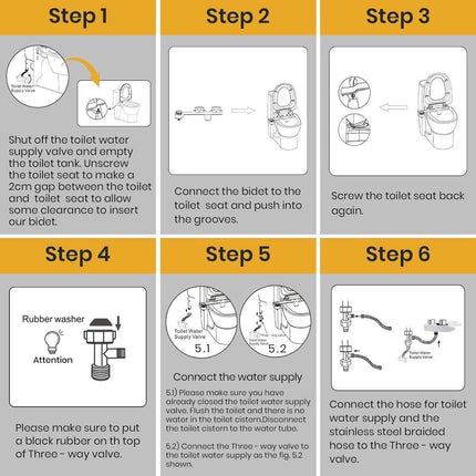 bidet - Toilet bidet | With 2 spray heads - Self-cleaning bidet spray - Adjustable water pressure - Toilet bidet attachment - Comes with a bidet installation video.